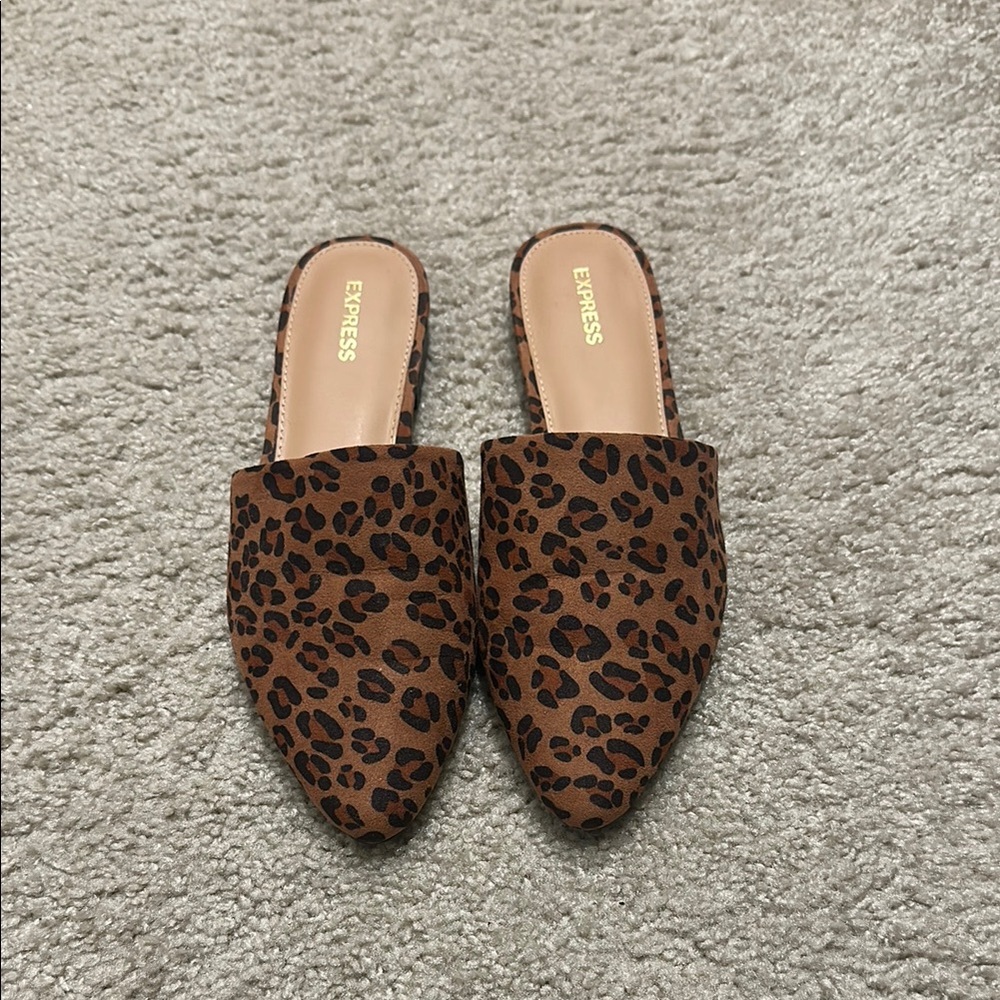 Express Brown Leopard Print Mules